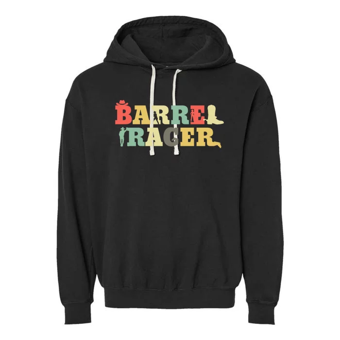 Retro Barrel Racer Gift Vintage Barrel Racing Barrel Racing Fan Cool Gift Garment-Dyed Fleece Hoodie