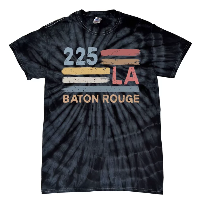 Retro Baton Rouge Area Code 225 Residents State Louisiana Tie-Dye T-Shirt