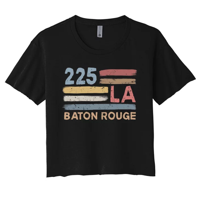 Retro Baton Rouge Area Code 225 Residents State Louisiana Women's Crop Top Tee