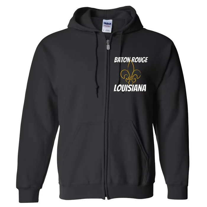 Retro Baton Rouge La Louisiana Apparel Souvenir Full Zip Hoodie