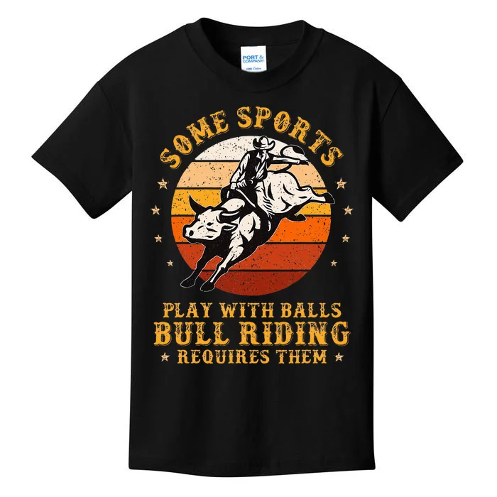 Rodeo Bull Riding Vintage Cowboy Country Ranch Bull Rider Kids T-Shirt