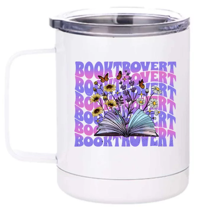 Reading Booktrovert Repeat Funny Bookish Reader Introvert Gift Front & Back 12oz Stainless Steel Tumbler Cup