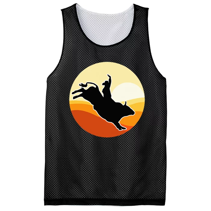 Retro Bull Riding Design Cow Bull Riding Mesh Reversible Basketball Jersey Tank