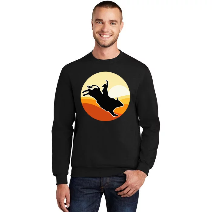 Retro Bull Riding Design Cow Bull Riding Tall Sweatshirt