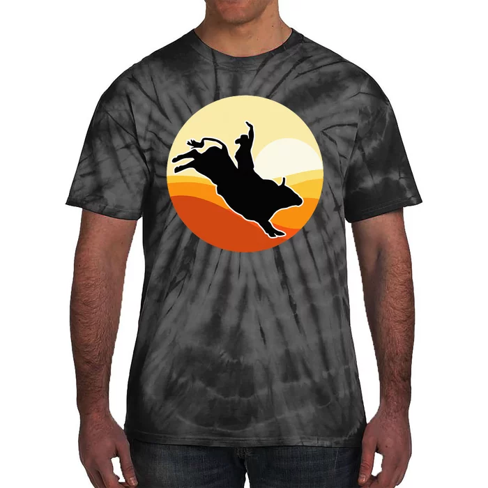 Retro Bull Riding Design Cow Bull Riding Tie-Dye T-Shirt