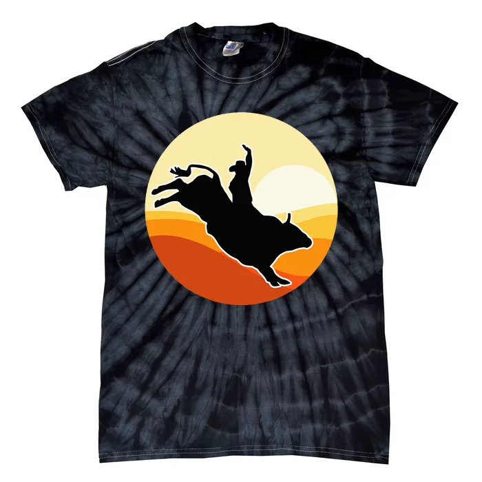 Retro Bull Riding Design Cow Bull Riding Tie-Dye T-Shirt