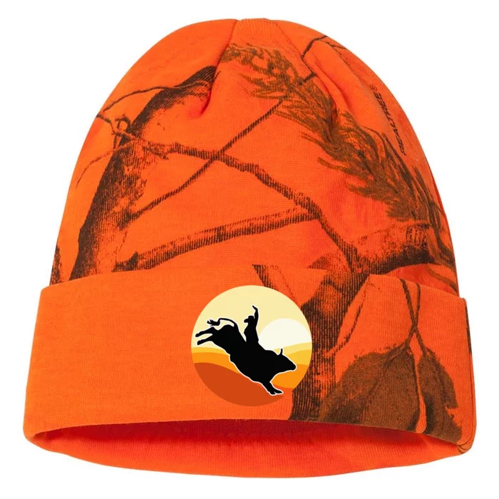 Retro Bull Riding Design Cow Bull Riding Kati - 12in Camo Beanie