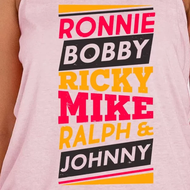 Ronnie Bobby Ricky Mike Ralph And Johnny Women's Knotted Racerback Tank