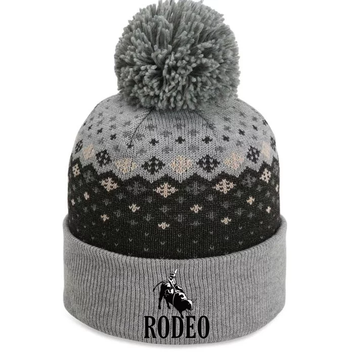 Rodeo Bull Rider Cowboy Riding A Bull At The Rodeo The Baniff Cuffed Pom Beanie