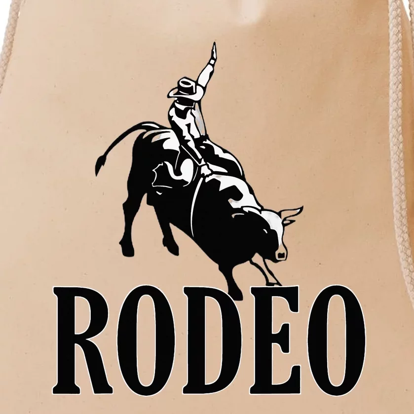 Rodeo Bull Rider Cowboy Riding A Bull At The Rodeo Drawstring Bag