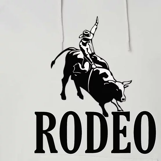 Rodeo Bull Rider Cowboy Riding A Bull At The Rodeo Performance Fleece Hoodie