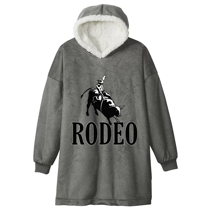 Rodeo Bull Rider Cowboy Riding A Bull At The Rodeo Hooded Wearable Blanket