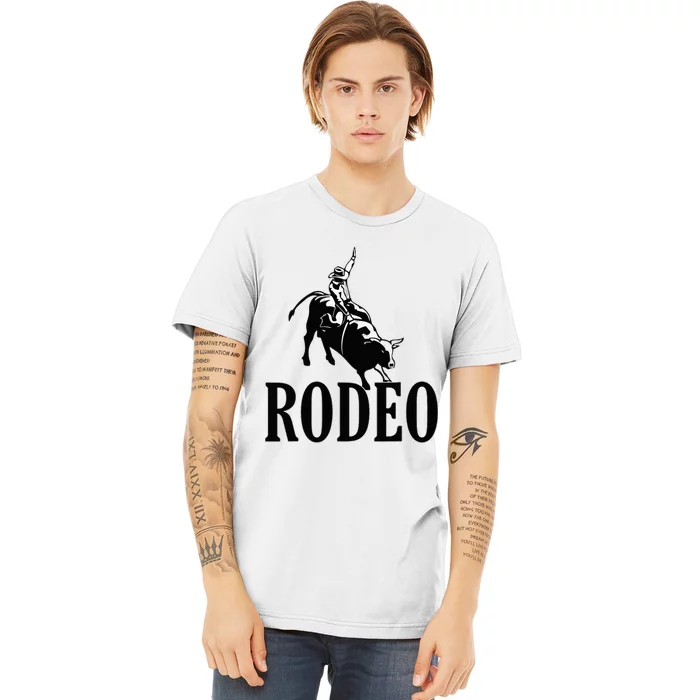 Rodeo Bull Rider Cowboy Riding A Bull At The Rodeo Premium T-Shirt