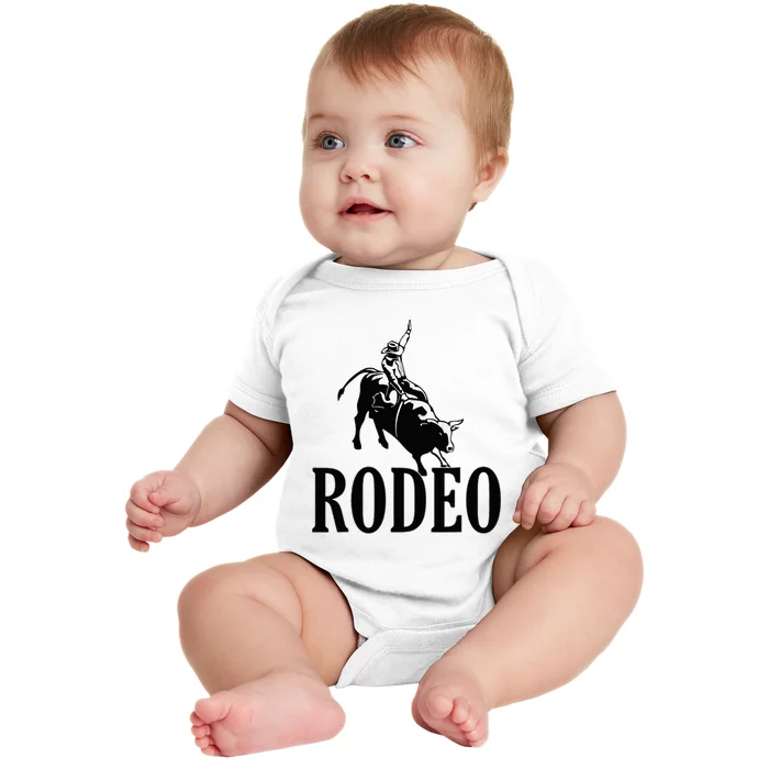 Rodeo Bull Rider Cowboy Riding A Bull At The Rodeo Baby Bodysuit