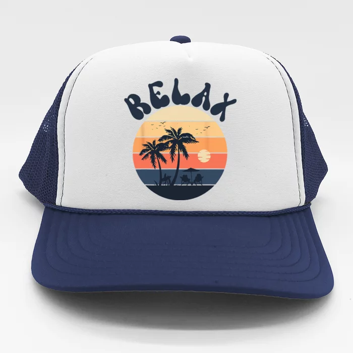 Retro Beach Relax Women’s Retro Beach Trucker Hat