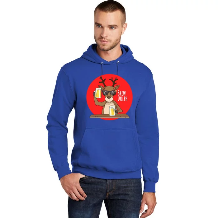 Rudolph Brewdolph Reindeer Funny Beer Christmas Craft Beer Meaningful Gift Tall Hoodie