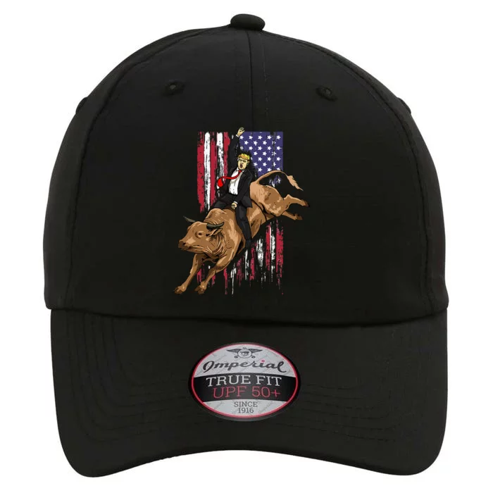 Rodeo Bull Rider Trump American Flag Cowboy Bull Riding The Original Performance Cap