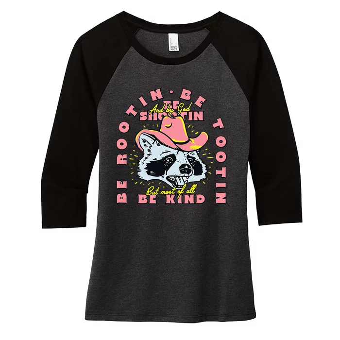 Raccoon Be Rootin Be Tootin Most Of All Be Kind Retro Racoon Women's Tri-Blend 3/4-Sleeve Raglan Shirt