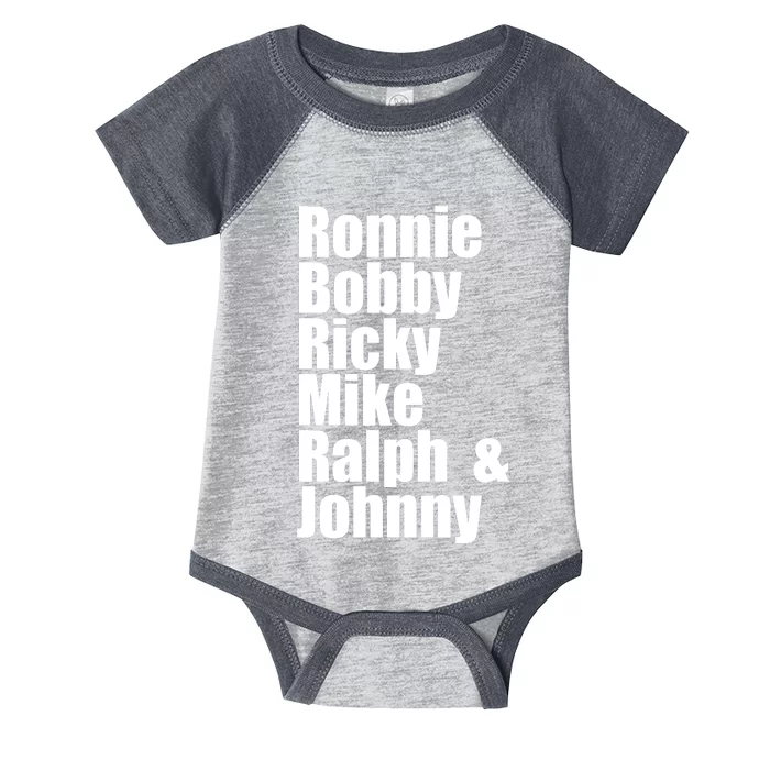 Ronnie Bobby Ricky Mike Ralph And Johnny Infant Baby Jersey Bodysuit