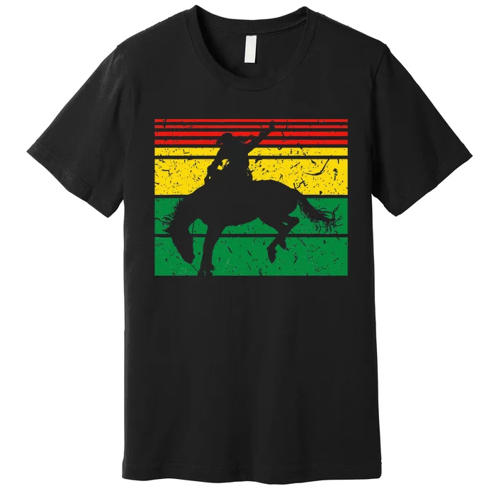 Rodeo Bronc Riding African American Cowgirl Graphic Premium T-Shirt