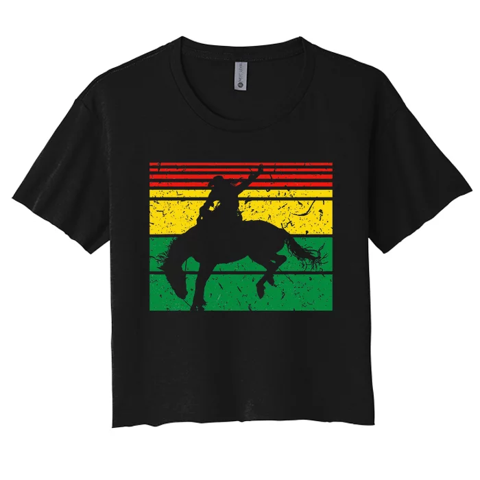 Rodeo Bronc Riding African American Cowgirl Graphic Women's Crop Top Tee