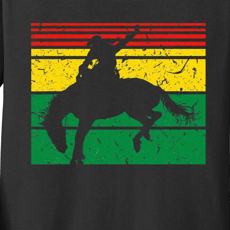 Rodeo Bronc Riding African American Cowgirl Graphic Kids Long Sleeve Shirt