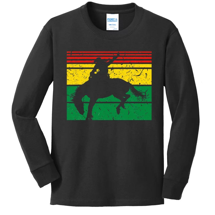 Rodeo Bronc Riding African American Cowgirl Graphic Kids Long Sleeve Shirt