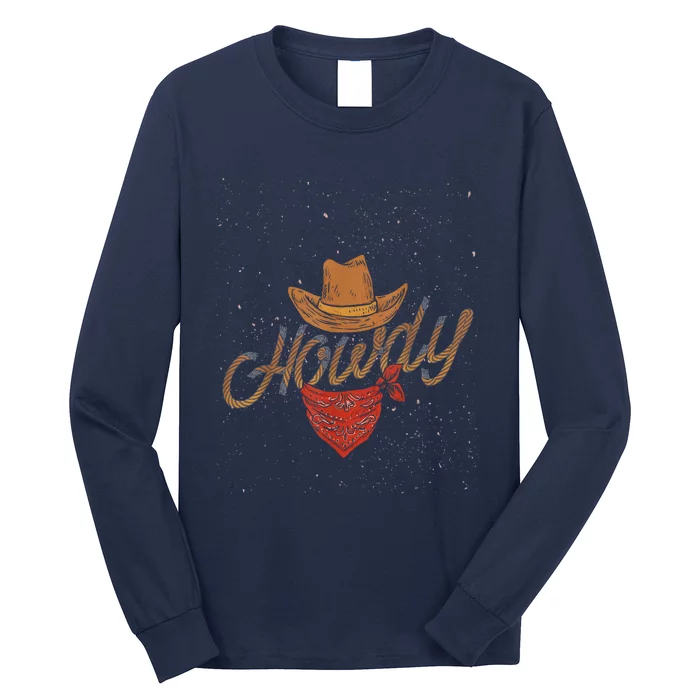 Rodeo Bull Riding Western Texas Howdy Yeehaw Cowboy Long Sleeve Shirt