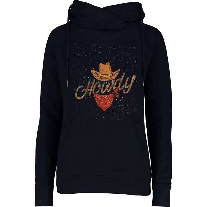 Rodeo Bull Riding Western Texas Howdy Yeehaw Cowboy Womens Funnel Neck Pullover Hood