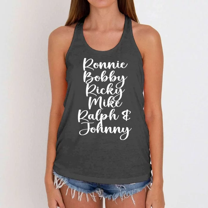 Ronnie Bobby Ricky Mike Ralph And Johnny Women's Knotted Racerback Tank