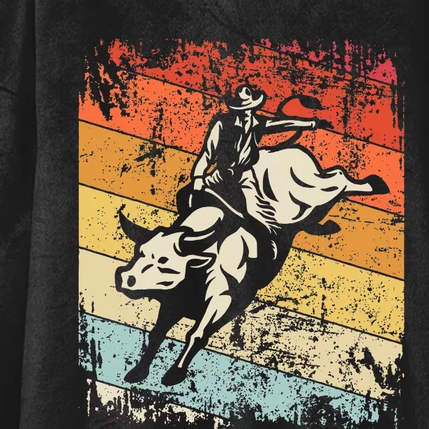 Retro Bull Riding For Cowboy Hooded Wearable Blanket