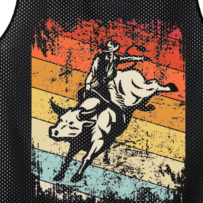 Retro Bull Riding For Cowboy Mesh Reversible Basketball Jersey Tank