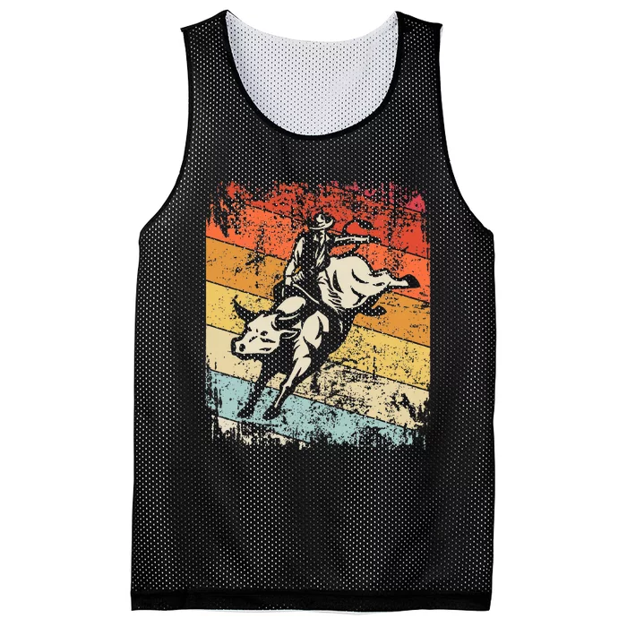 Retro Bull Riding For Cowboy Mesh Reversible Basketball Jersey Tank