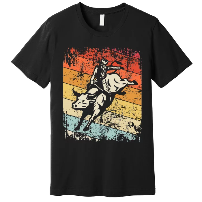 Retro Bull Riding For Cowboy Premium T-Shirt