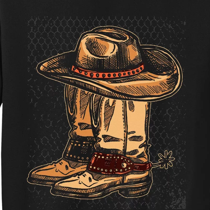 Rodeo Bull Riding Hat Line Dance Boots Cowboy Tall Sweatshirt