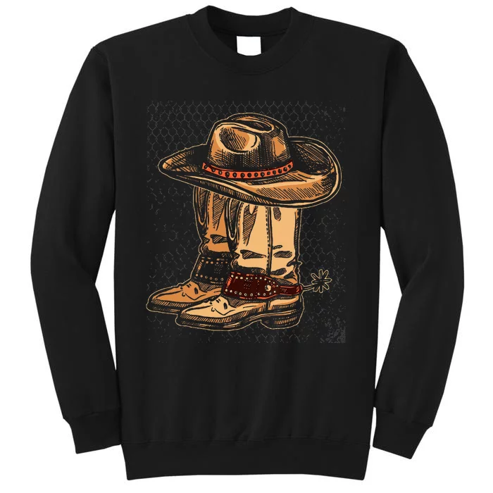 Rodeo Bull Riding Hat Line Dance Boots Cowboy Tall Sweatshirt