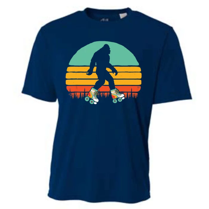 Retro Bigfoot Roller Skating Sasquatch 80s Skater Graphic Cooling Performance Crew T-Shirt