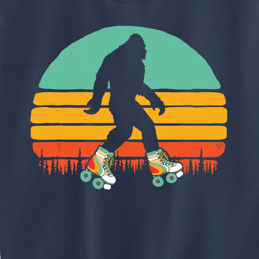 Retro Bigfoot Roller Skating Sasquatch 80s Skater Graphic Kids Sweatshirt