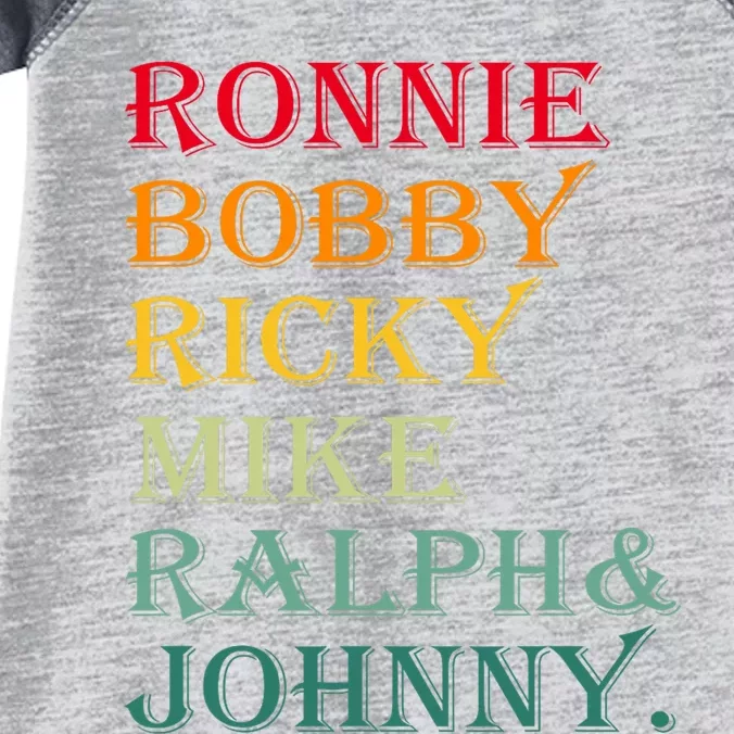 Ronnie Bobby Ricky Mike Ralph And Johnny Infant Baby Jersey Bodysuit