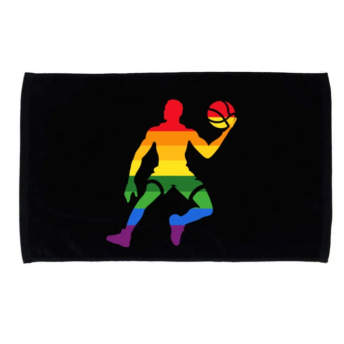 Retro Basketball Rainbow Lgbt Pride Lesbian Lgbt Gift Microfiber Hand Towel