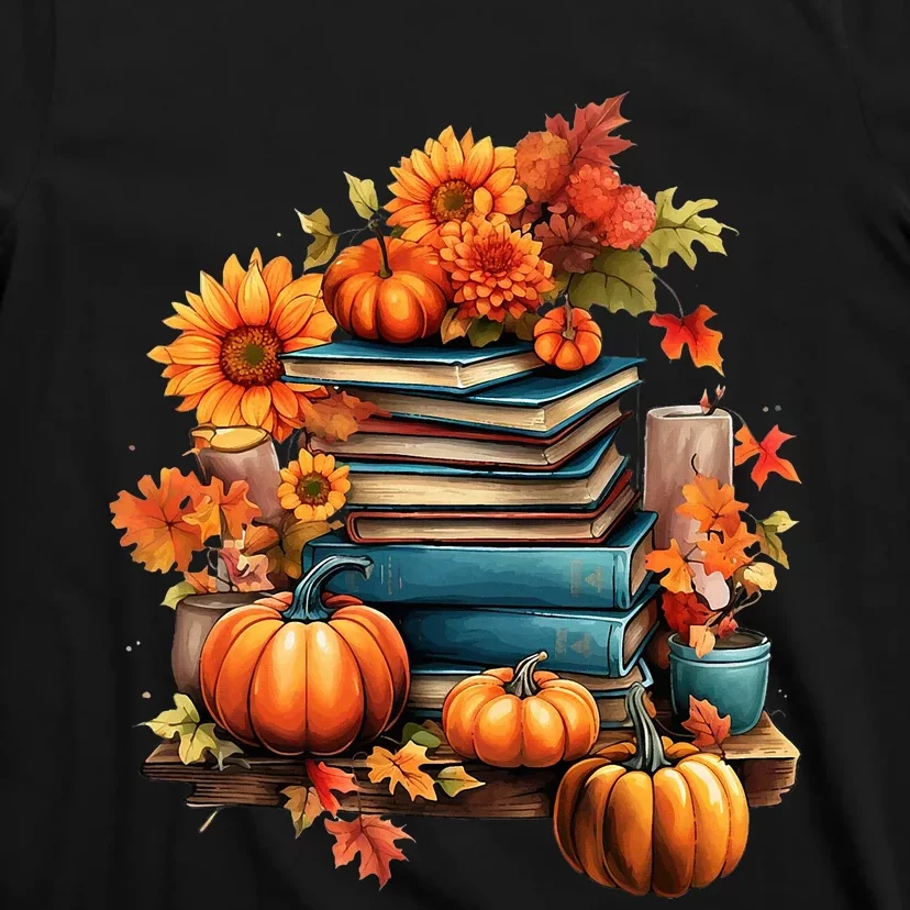 Read Book Reading Library Lover Reader Pumpkin Thanksgiving T-Shirt