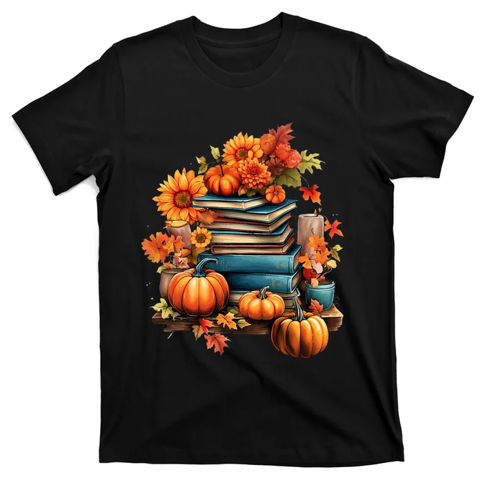 Read Book Reading Library Lover Reader Pumpkin Thanksgiving T-Shirt