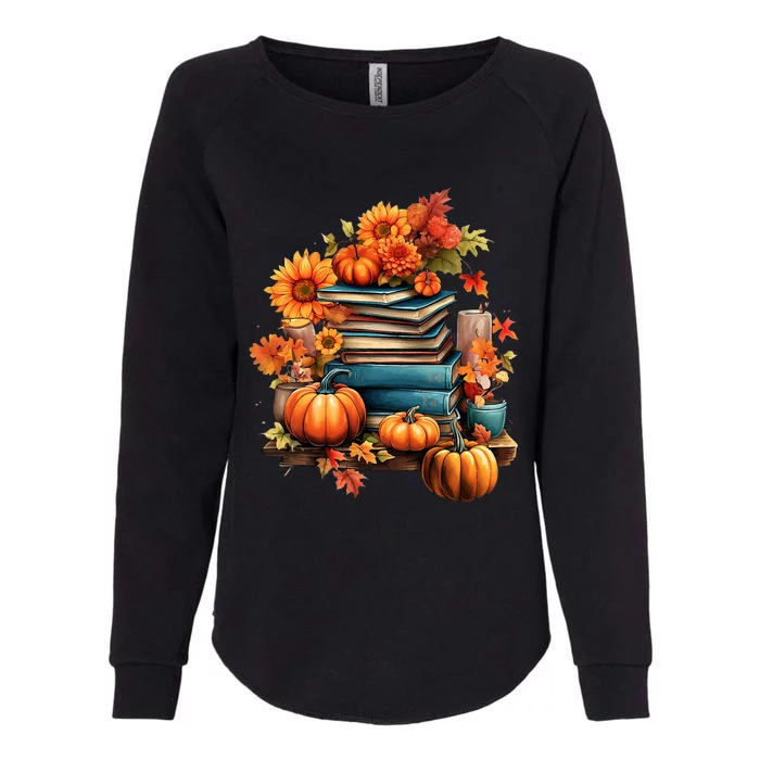 Read Book Reading Library Lover Reader Pumpkin Thanksgiving Womens California Wash Sweatshirt