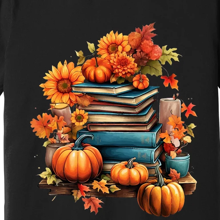 Read Book Reading Library Lover Reader Pumpkin Thanksgiving Premium T-Shirt