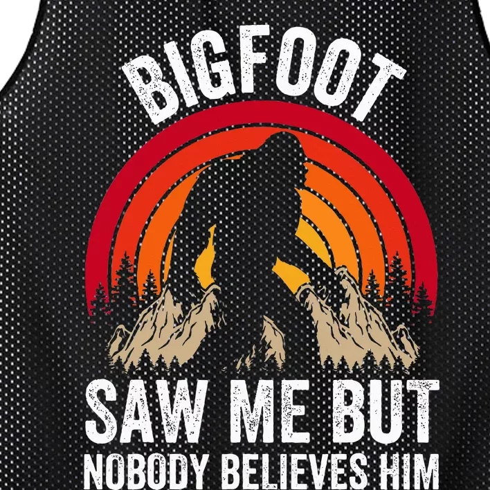 retro Bigfoot Saw Me But Nobody Believes Him Mesh Reversible Basketball Jersey Tank