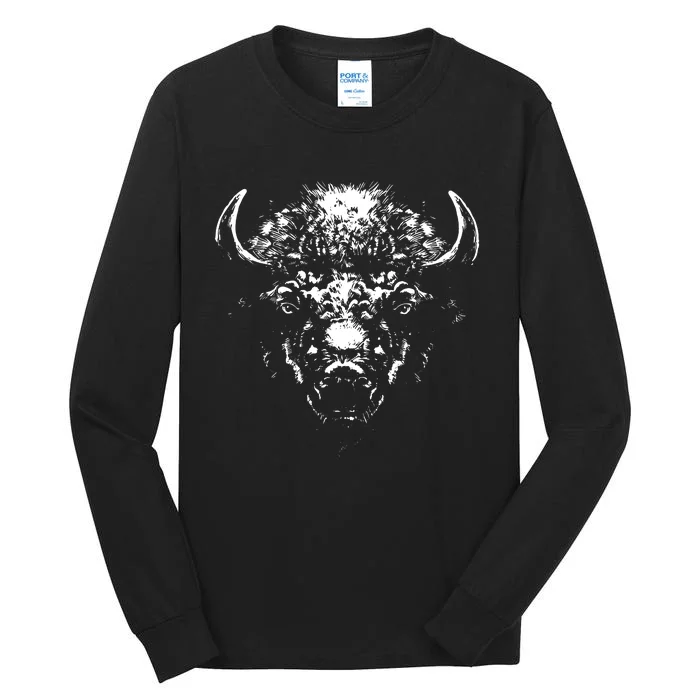 Retro Buffalo Silhouette Bison Wild Animal Tall Long Sleeve T-Shirt