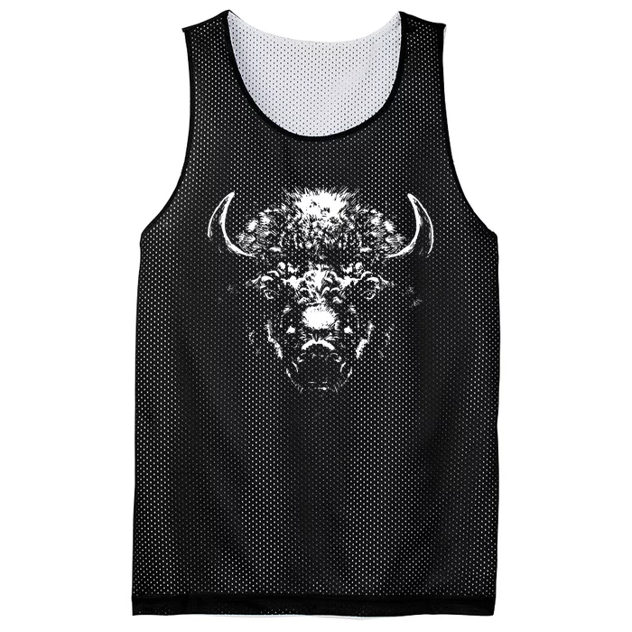 Retro Buffalo Silhouette Bison Wild Animal Mesh Reversible Basketball Jersey Tank