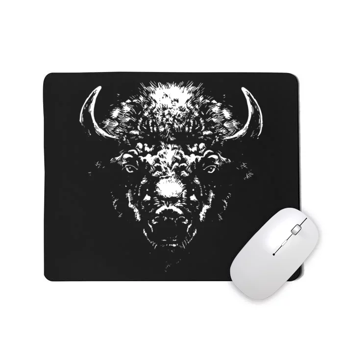 Retro Buffalo Silhouette Bison Wild Animal Mousepad