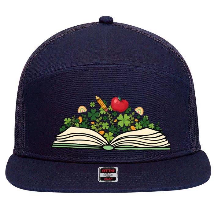 Reading Book St Patricks Day Reader Bookish Bibliophile Gift 7 Panel Mesh Trucker Snapback Hat