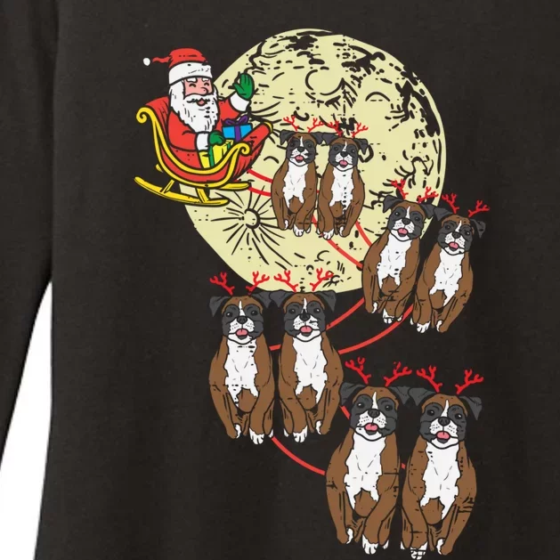 Reindeer Boxer Santa Christmas Cute Animal Pet Dog Xmas Gift Cute Gift Womens CVC Long Sleeve Shirt